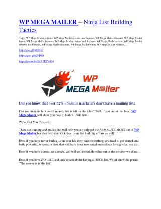 WP Mega Mailer Review - $24,700 BONUS & DISCOUNT