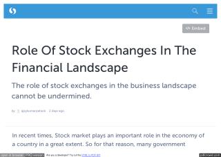 Role Of Stock Exchanges In The Financial Landscape