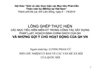 Người trình bày: LƯƠNG PHAN CỪ PHÓ CHỦ NHIỆM ỦY BAN VỀ CÁC VẤN ĐỀ XÃ HỘI CỦA QUỐC HỘI