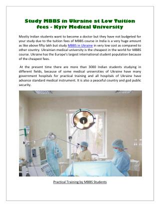 Study MBBS in Ukraine at Low Tuition fees - Kyiv Medical University