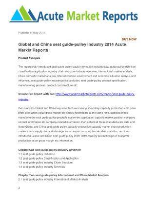 Global and China seat guide-pulley Industry 2014 Acute Market Reports