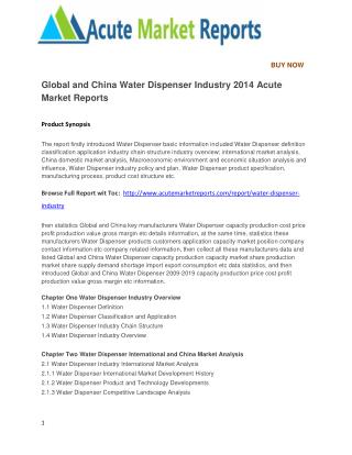 Global and China Water Dispenser Industry 2014 Acute Market Reports