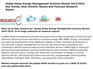 Global Home Energy Management Systems Market 2015-2019
