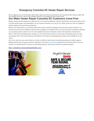 Columbia SC Water Heater Repair Services