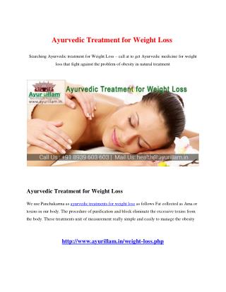 Ayurvedic Treatment for Weight Loss 