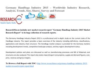 Germany Handbags Industry 2015 Market Research Report