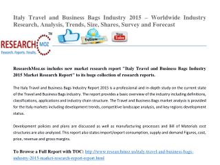 Italy Travel and Business Bags Industry 2015 Market Research Report