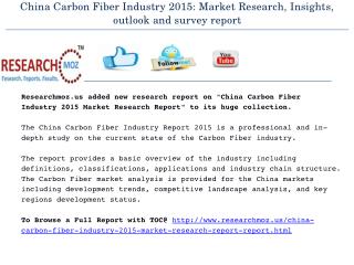 China Carbon Fiber Industry 2015: Market Research, Insights, outlook and survey report