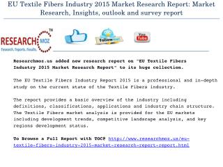 EU Textile Fibers Industry 2015 Market Research Report