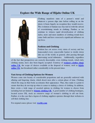 Explore the Wide Range of Hijabs Online UK