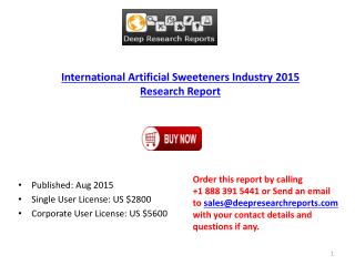 Global Artificial Sweeteners Market Research Report 2015