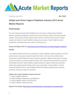 Global and China Yoghurt Stabilizer Industry 2015 Acute Market Reports