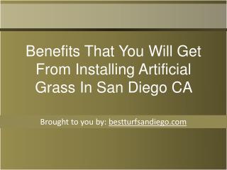 Benefits That You Will Get From Installing Artificial Grass In San Diego CA