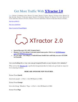 Xtractor 2.0 review and Xtractor 2.0 $11800 Bonus & Discount