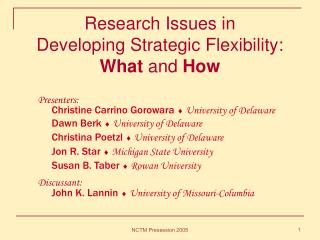 Research Issues in Developing Strategic Flexibility: What and How