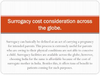 Surrogacy cost consideration across the globe.