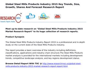 Global Steel Mills Products Industry 2015 Market Research Report