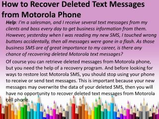 How to Recover Deleted Text Messages from Motorola Phone