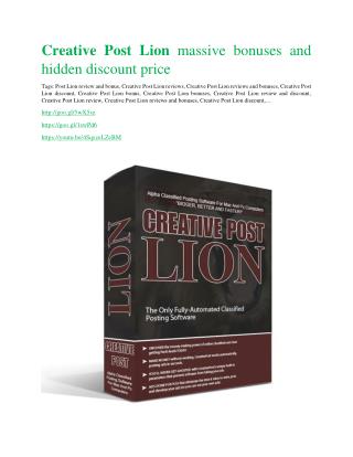 Creative Post Lion Review-(FREE) $32,000 Bonus & Discount