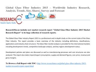 Global Glass Fiber Industry 2015 – Worldwide Industry Research, Analysis, Trends, Size, Shares, Survey and Forecast