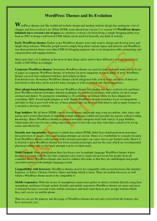 WordPress Themes and Its Evolution