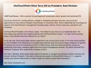 OneTouchPoint Hires Terry Gill as President, East Division