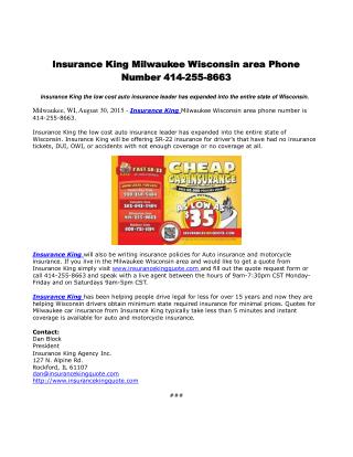 Insurance King Milwaukee Wisconsin area Phone Number 414-255-8663