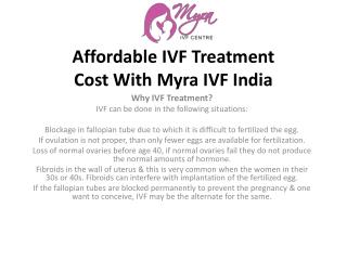 Affordable ivf treatment cost with myra ivf india