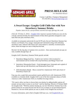 A Sweet Escape: Genghis Grill Chills Out with New Strawberry Summer Drinks