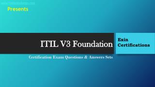 Exin ITIL V3 Foundation Exam Questions & Answers Sets