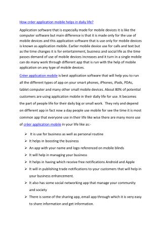 How créer application mobile helps in daily life.