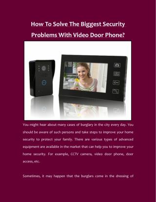 How To Solve The Biggest Security Problems With Video Door Phone?