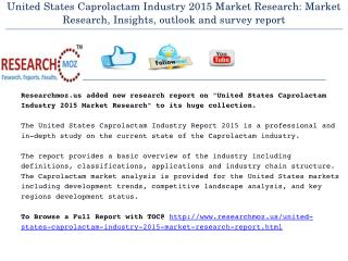 United States Caprolactam Industry 2015 Market Research