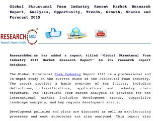 Global Structural Foam Industry 2015 Market Research Report