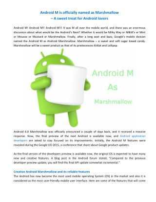 Android M is officially named as Marshmallow – A sweet treat for Android lovers