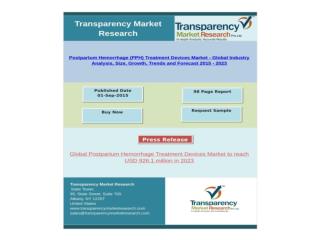Global Postpartum Hemorrhage Treatment Devices Market to reach USD 926.1 million in 2023