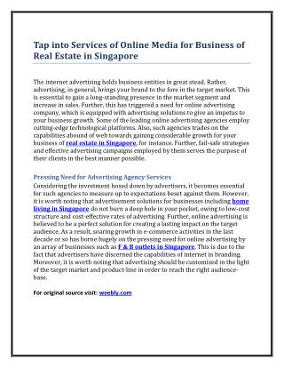 Tap into Services of Online Media for Business of Real Estate in Singapore