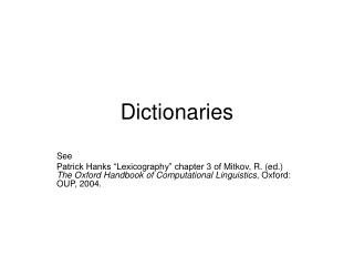 Dictionaries