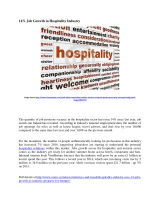Growth of Job Opportunities in Hospitality Industry