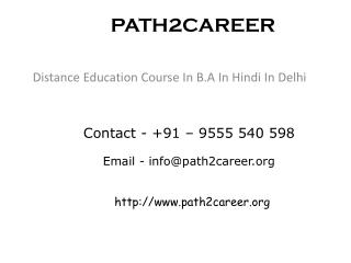 Distance Education Course In B.A In Hindi In Delhi@8527271018