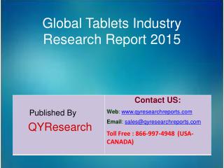 Global Tablets Market Research 2015 Industry Shares, Forecasts, Analysis, Applications, Trends, Development, Growth, Ove