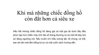 Những chiếc đồng hồ có giá còn đắt hơn cả siêu xe