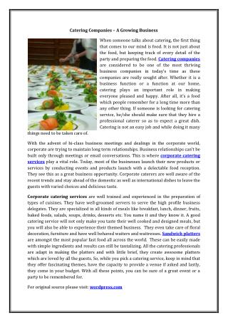 Catering Companies – A Growing Business