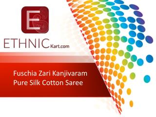 Fuschia Zari Kanjivaram Pure Silk Cotton Saree