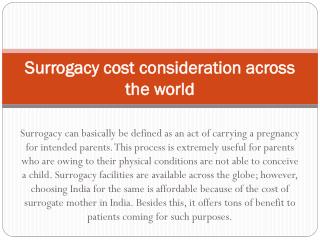 Surrogacy cost consideration across the world