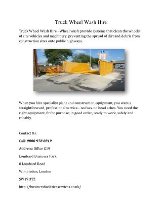 Truck Wheel Wash Hire