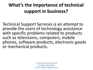 What is the role of technical support in business?