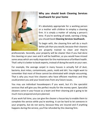 Why you should book Cleaning Services Southwark for your home