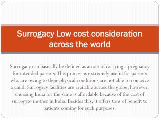 Surrogacy Low cost consideration across the world
