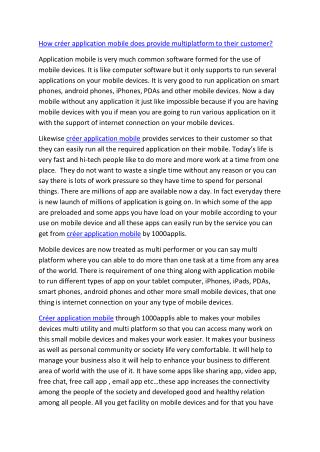 How créer application mobile does provide multiplatform to their customer.